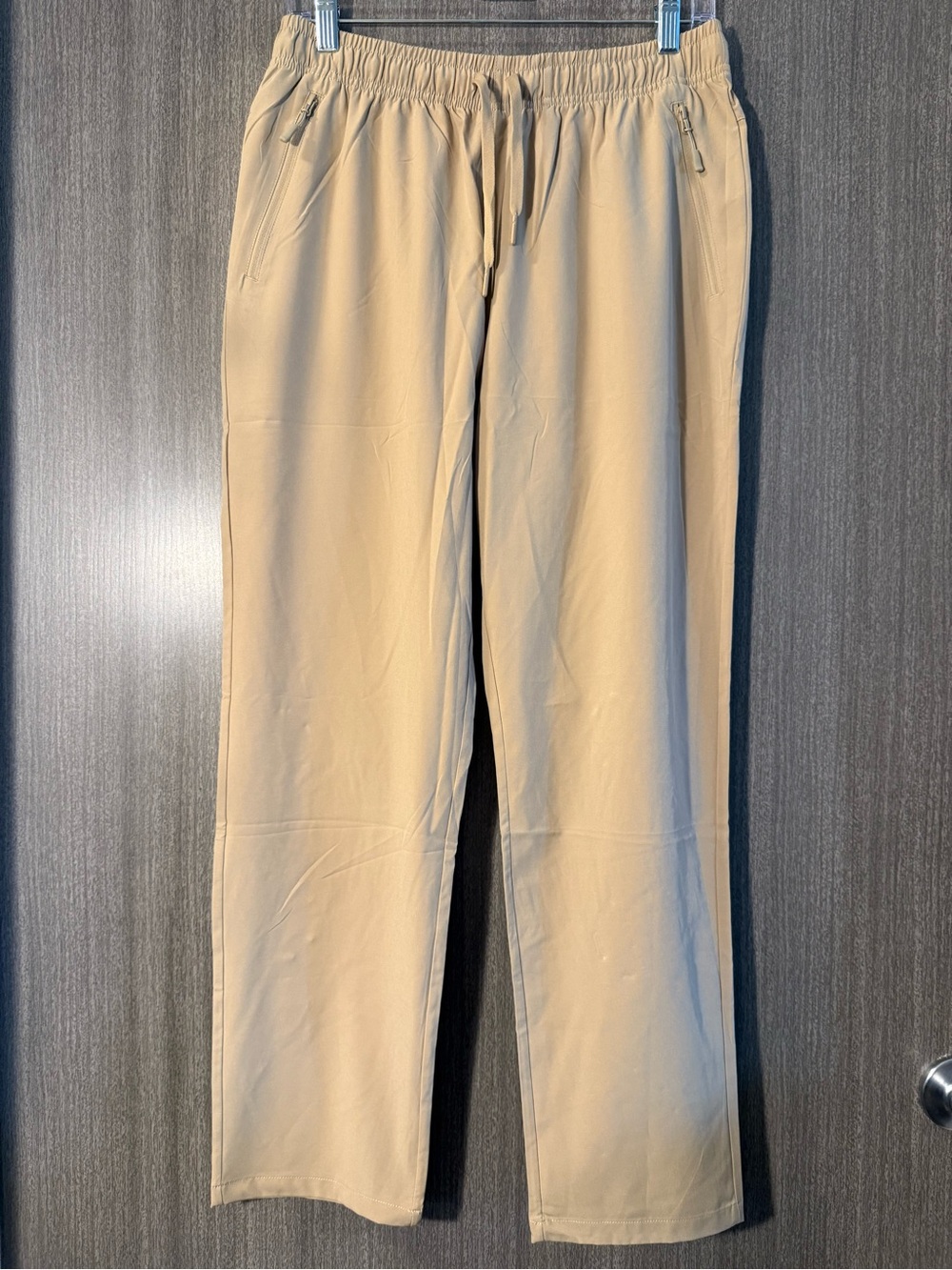 Men's Tan Elastic-Waist Chino Pants